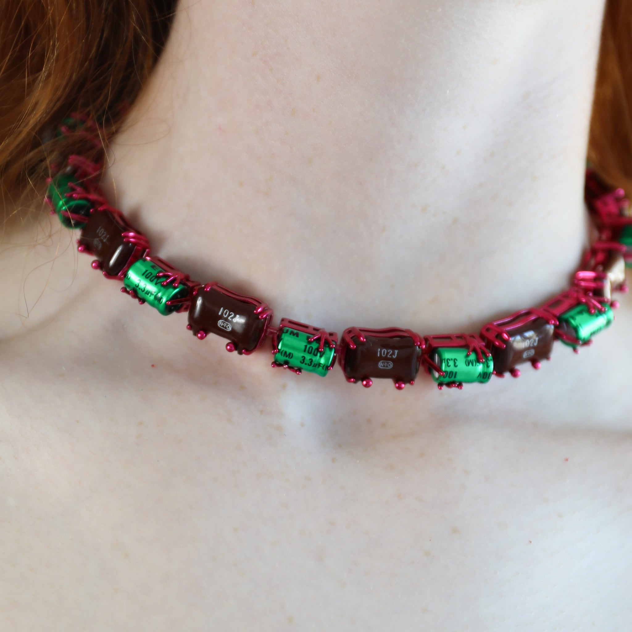 Recycled Silver & E-Waste Baccata Turquoise Choker
